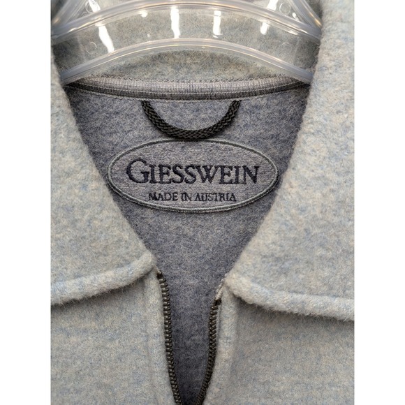 Giesswein Wool/Alpaca Coat Light Blue Made in Austria Full Zip Jacket Size 40 - Picture 5 of 9